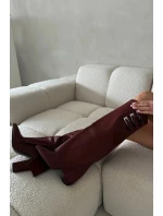 Dámské Kozačky Na Podpatku Otočený Svršek Pásky S Přezkami Bordové Nirisa