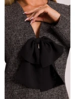 M869 Tweed šaty s výstřihem do V - černé M869 Tweed šaty s výstřihem do V - černé