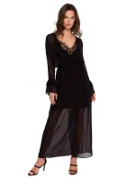 Dámské šifonové šaty se spodničkou K136 Černá - Makover Dámské šifonové šaty se spodničkou K136 Černá - Makover