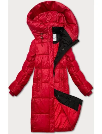 Červená dámská zimní bunda s kapucí Glakate (LU-238001#) Červená dámská zimní bunda s kapucí Glakate (LU-238001#)