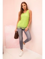 Dámská halenka s krajkou bez rukávů zelený Dámská halenka s krajkou bez rukávů zelený