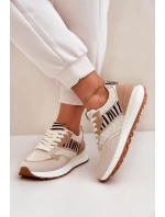 Dámské Sportovní Boty Na Platformě Zebra Béžové Davinara