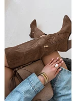 Semišové Kožené Kobyly Na Podpatku Zazoo 3152 Béžové