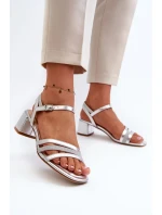 Dámské sandály na nízkém podpatku vyrobené z eko kůže Sergio Leone Silver Dámské sandály na nízkém podpatku vyrobené z eko kůže Sergio Leone Silver