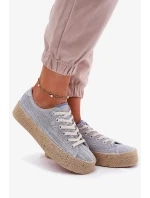 Dámské trampky na platformě s pleteným detailem Lee Cooper – modré