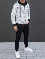 Pánská mikina na zip s kapucí bílá FashionStreet BX5811