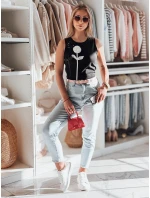 PETITO černá FashionStreet RY2731 dámské květované tričko bez ramínek