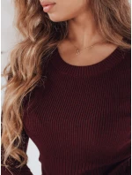 Dámský žebrovaný svetr NOLVIE vínová FashionStreet MY2493