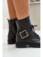 Zazoo 2949 Kožené Boty S Přezkou Černé Zazoo 2949 Kožené Boty S Přezkou Černé