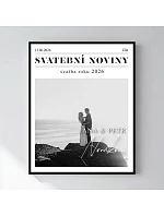 Personalizovaný magický fotoobraz v rámu - 40x50 - svatební noviny Personalizovaný magický fotoobraz v rámu - 40x50 - svatební noviny