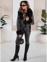 Dámská kožená bunda s kožešinou černá FashionStreet TY5212