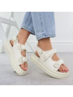 Dámské sandály na platformě krémové Potocki PY16337