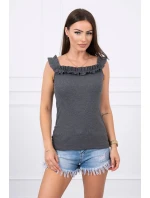 Třpytivá halenka s volánky grafitová Třpytivá halenka s volánky grafitová