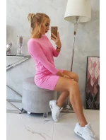 Viskózové šaty s vázáním v pase růžové