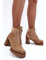 Botky Zamszové Šněrovací Na Sloupku Bežové Lemar Flomes