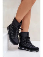 Dámské šněrovací boty do sněhu Progress PROGJ-22-134 Černé