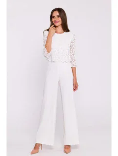 S381 Kombinéza s krajkovými detaily - ecru barva