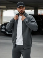 Pánská mikina na zip s kapucí antracitová BX4111