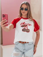 Dámské tričko s 3D efektem CEKINKA červená FashionStreet RY2866