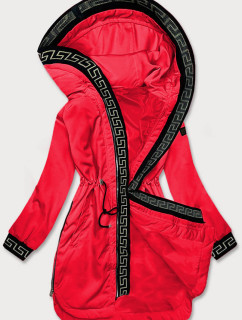 Tenká červená dámská bunda s ozdobnou lemovkou (B8141-4)