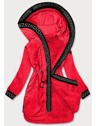 Tenká červená dámská bunda s ozdobnou lemovkou (B8141-4) Tenká červená dámská bunda s ozdobnou lemovkou (B8141-4)