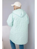 Dámská bunda Plus Size prošívaná s kapucí a nápisem HOPE růžový neon