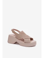 Kožené dámské sandály na platformě S.Barski LR61-7005 Béžové Kožené dámské sandály na platformě S.Barski LR61-7005 Béžové