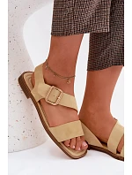 Dámské sandály na ploché podrážce se zlatou přezkou Žluté Verissea