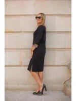 Denní šaty M416 - černo-hnědé - La Aurora