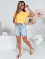 Dámské žebrované tričko SMILE FOR YOU žluté FashionStreet RY2908