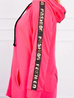 Mikina se zipem na zádech růžová neonová