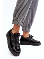 Dámské kožené sportovní boty na platformě M01/1 Zazoo Černé