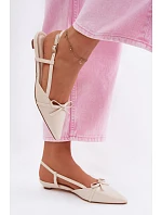 Dámské sandály z imitace kůže na nízkém podpatku světle béžové Jelmera