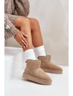 Dámské Semišové Sněhule Na Platformě Nad Kotníky Béžové Rianaella