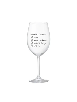 VÁNOČNÍ TODO LIST - čirá sklenice na víno 350 ml