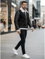 Pánská kožená bunda černá FashionStreet TX5085 Pánská kožená bunda černá FashionStreet TX5085