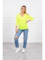 Halenka s výstřihem do V žlutá neonová Halenka s výstřihem do V žlutá neonová