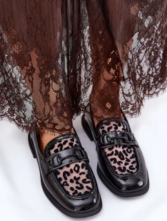 Kožené Lakované Mokasíny S Mřížkou Černé Vinceza 31931