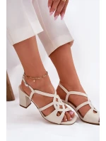 Dámské Sandály Na Podpatku Sergio Leone SK884 Perlové