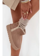 Dámské Sněhule Na Platformě S Prošíváním Big Star SS274129 Béžové Dámské Sněhule Na Platformě S Prošíváním Big Star SS274129 Béžové