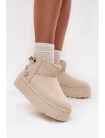 Dámské sněhule na platformě s přezkami světle béžové Maelle