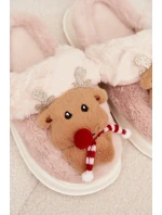 Vánoční kožené domácí pantofle dámské sobi béžové Ilianne