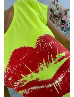 Halenka s potiskem rtů žlutá neon+červená Halenka s potiskem rtů žlutá neon+červená