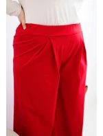 Dámské kalhoty Plus Size s širokými nohavicemi a plisováním červené