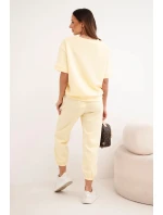 Dámský komplet z viskózy máslíčko s krátkým rukávem a kalhotami žlutý