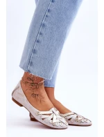 Dámské Kožené Baleríny Maciejka 01358-22 Béžová a zlatá