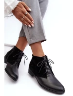 Modní Dámské Šněrovací Botky Černé Kefora