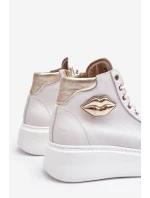 Dámské vysoké tenisky na zip Lemar bílé Katerin