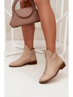 Kožené Boty Na Zip Béžové Zazoo 2785/079 Kožené Boty Na Zip Béžové Zazoo 2785/079