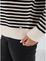 Dámský pruhovaný svetr ELVARA beige FashionStreet MY2523